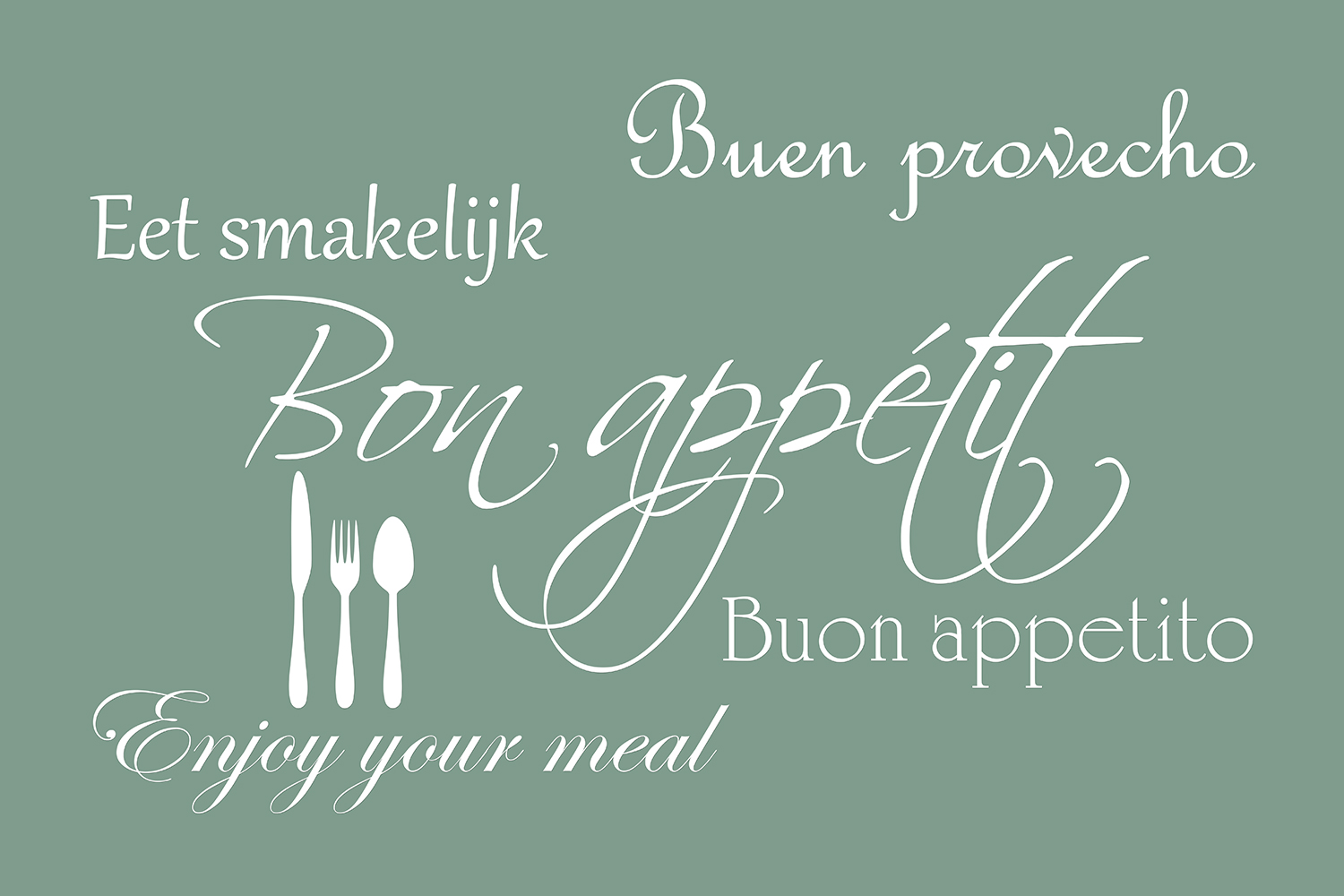 Bon appétit op canvas groen