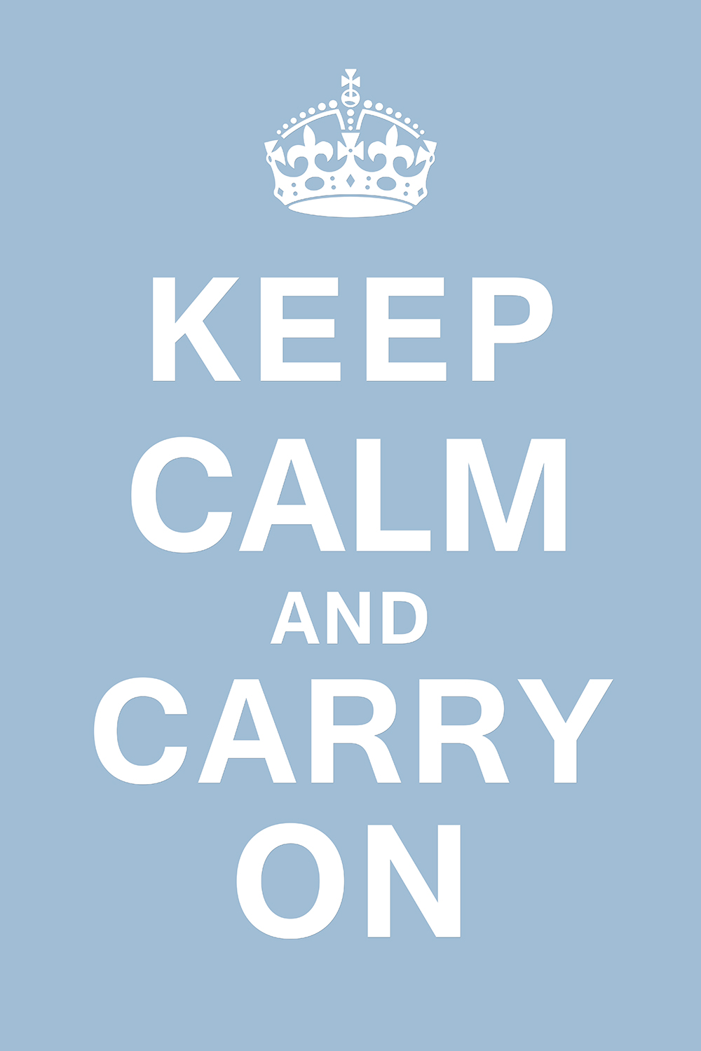 Keep calm and carry on op canvas blauw