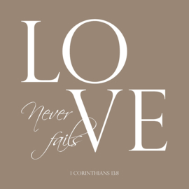 Love never fails op canvas