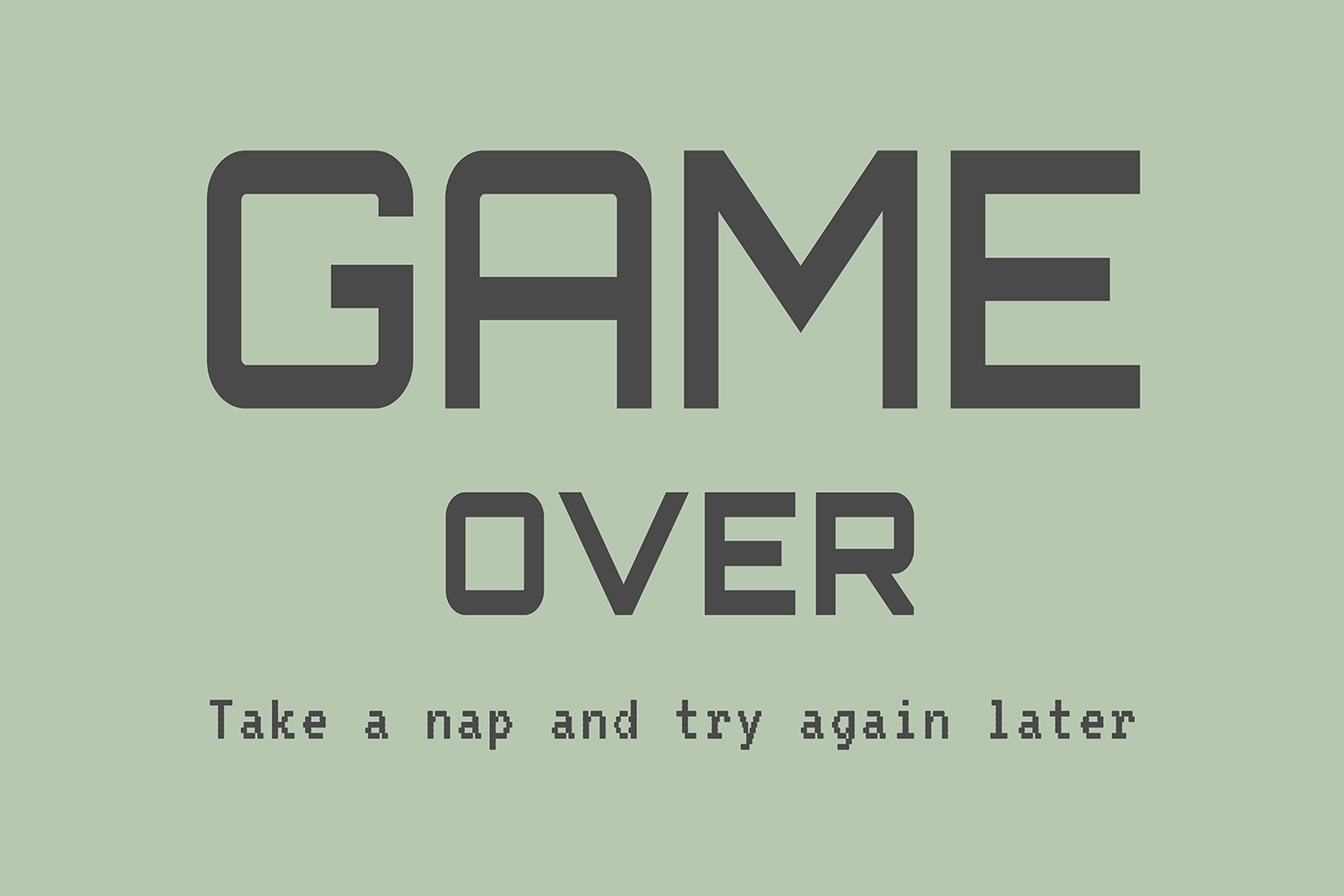 Game Over op canvas groen