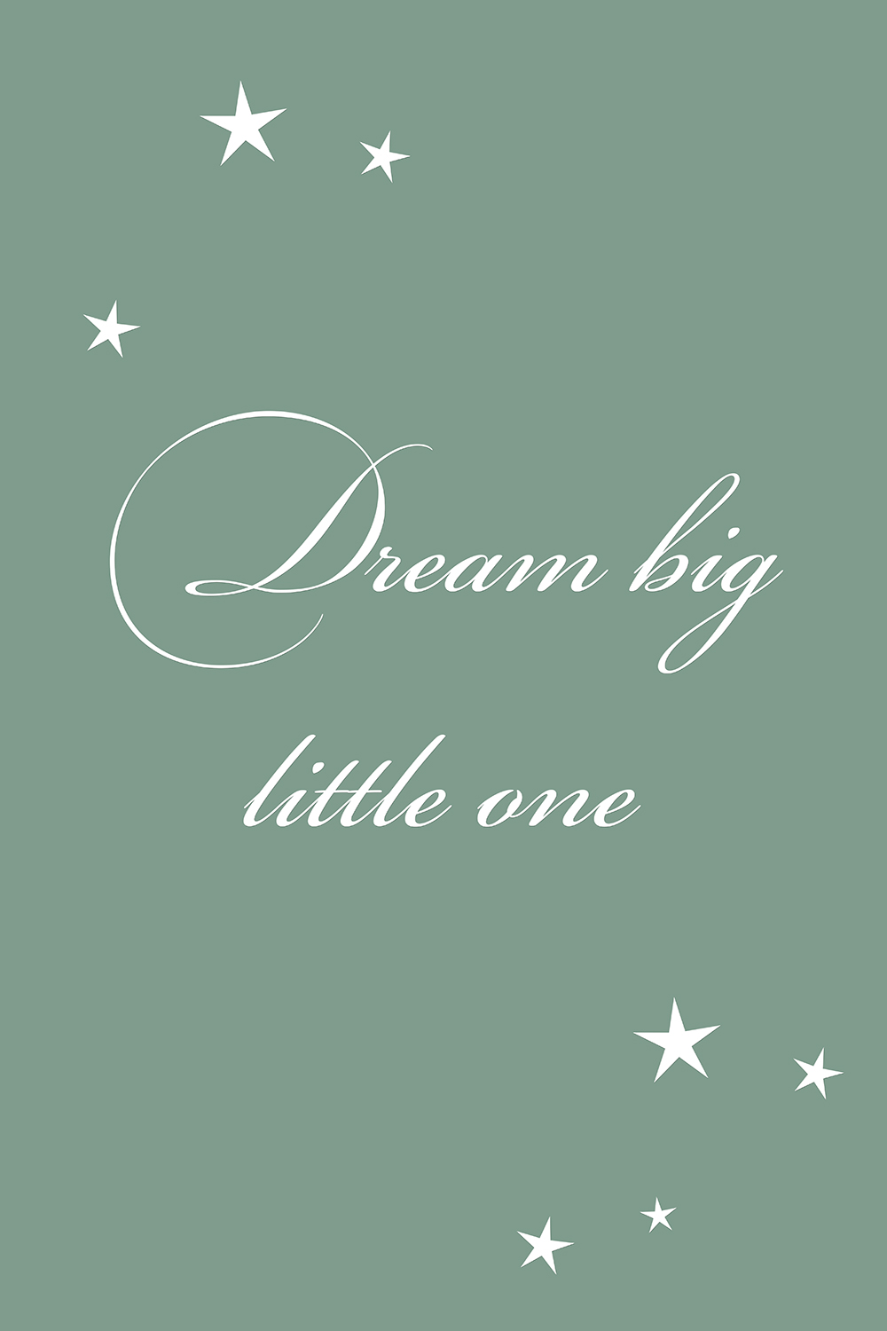 Dream big little one op canvas groen