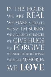 Tekst op canvas mistblauw