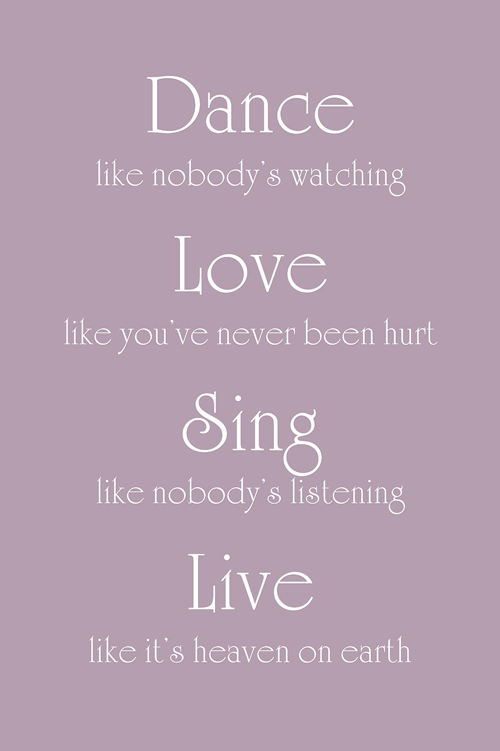 Dance Love Sing Live op canvas paars