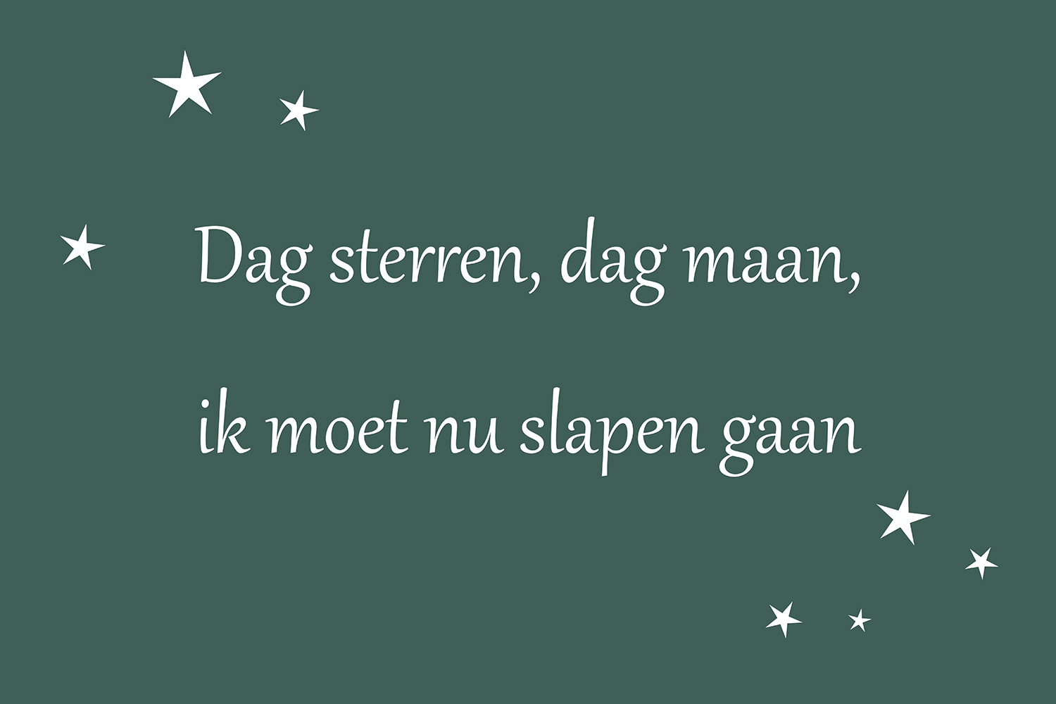 Dag sterren, dag maan op canvas groen
