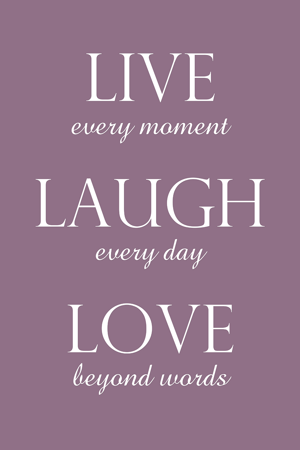 Live laugh love op canvas paars