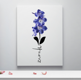 Geboortebloem juli op canvas