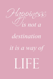 Happiness op canvas roze