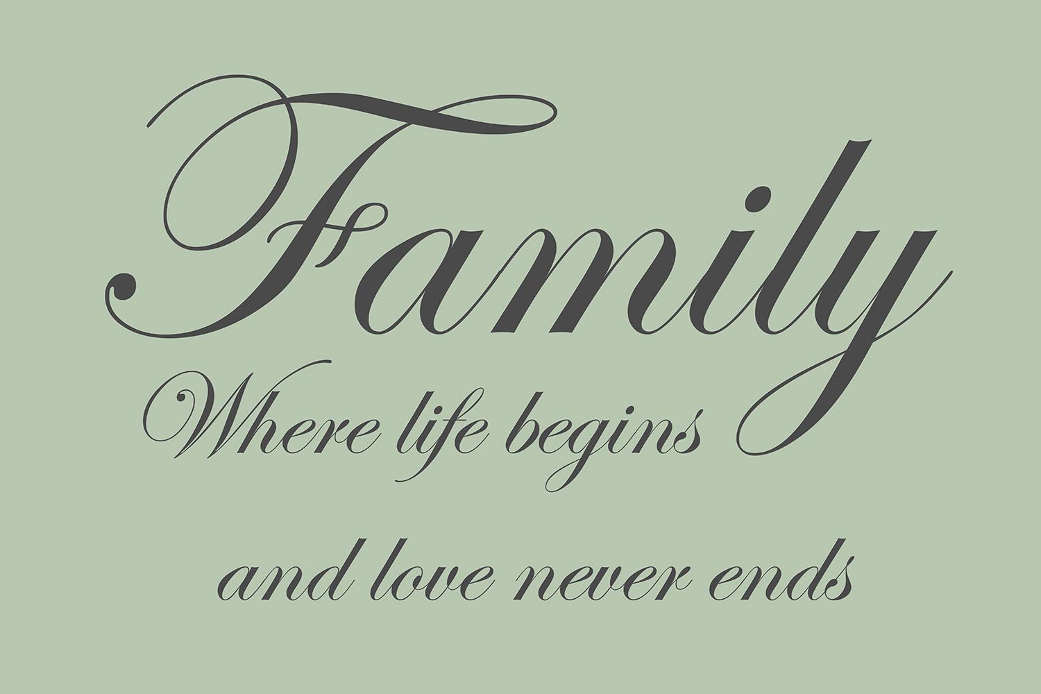 Family where life begins op canvas groen