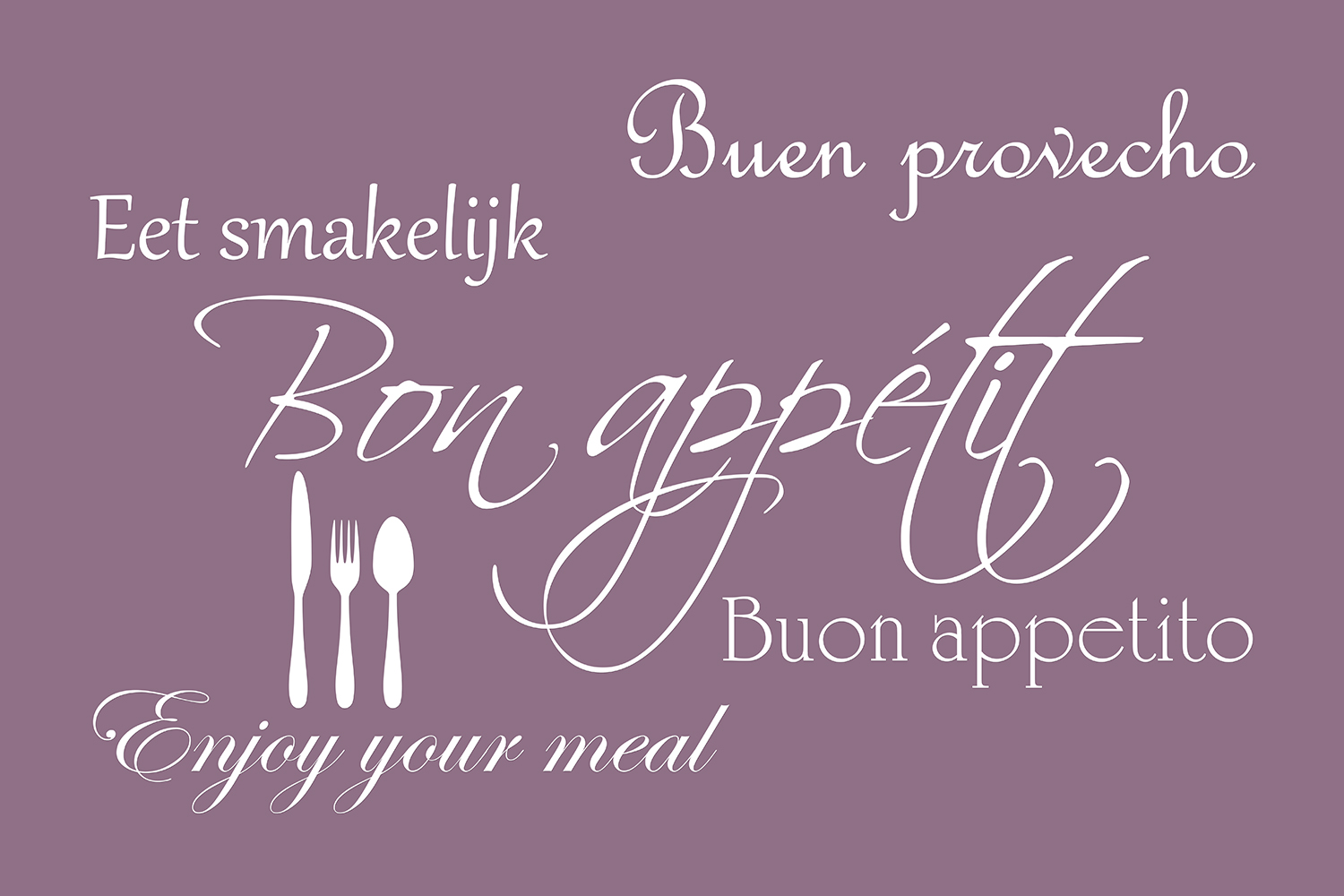 Bon appétit op canvas paars