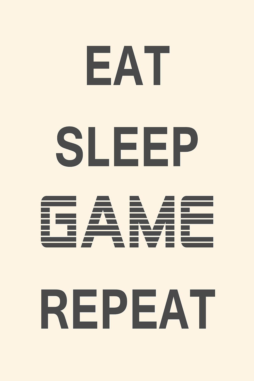 Eat Sleep Game Repeat op canvas wit