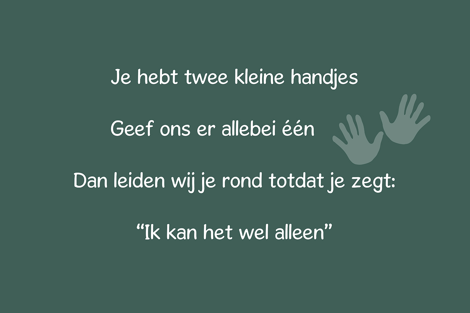 Twee kleine handjes op canvas groen