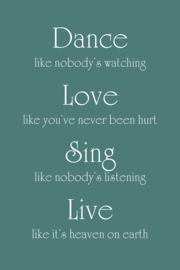 Dance Love Sing Live op canvas groen