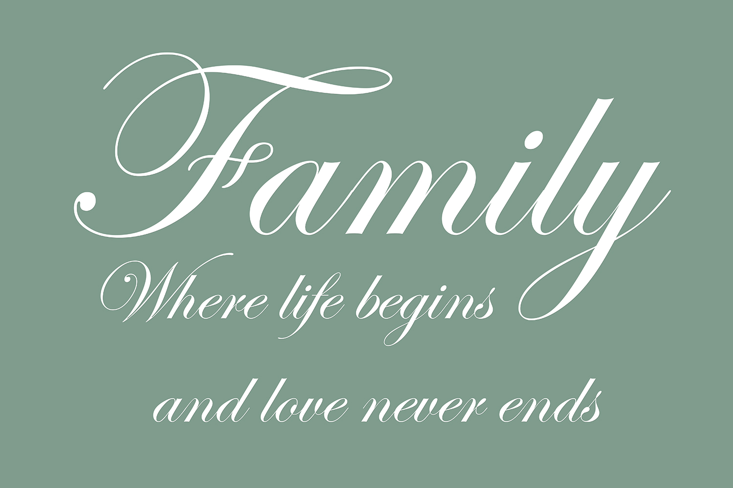 Family where life begins op canvas groen