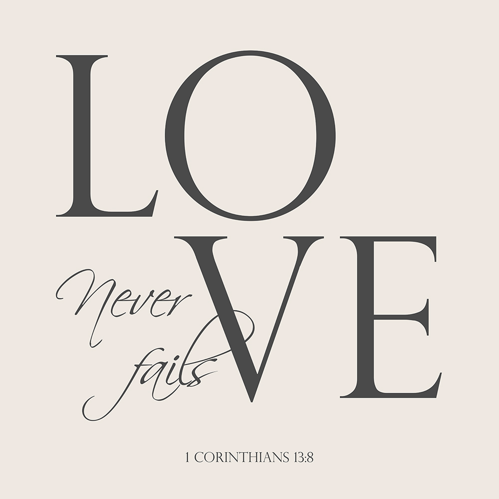 Love never fails op canvas