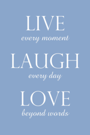 Live laugh love op canvas blauw