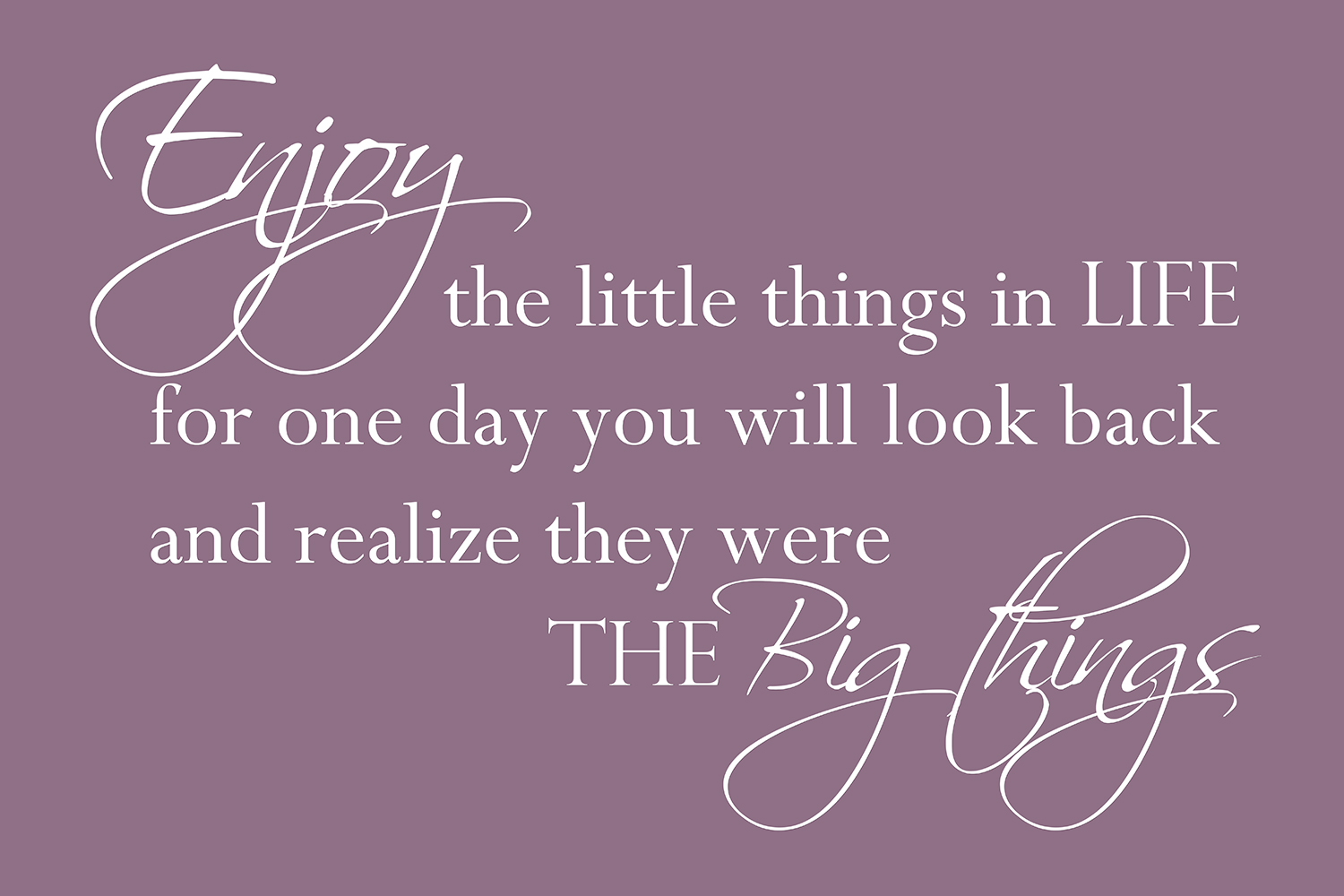 Enjoy the little things op canvas paars