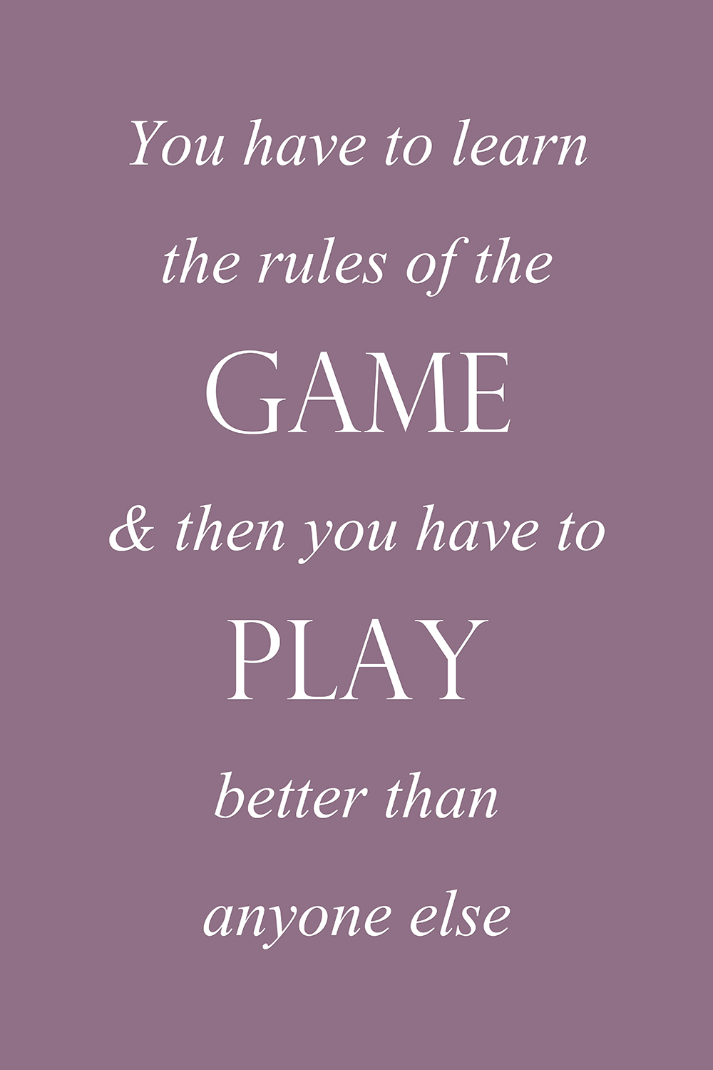 Rules of the game op canvas paars