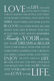 Love your life op canvas groen
