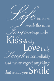 Tekst op canvas donkerblauw