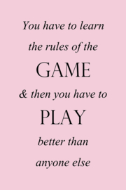 Rules of the game op canvas roze