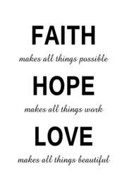 Faith Hope Love op canvas wit