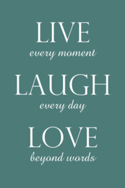 Live laugh love op canvas groen