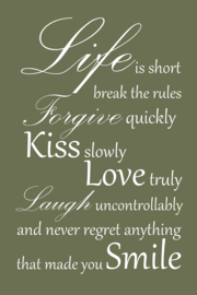 Tekst op canvas olijfgroen