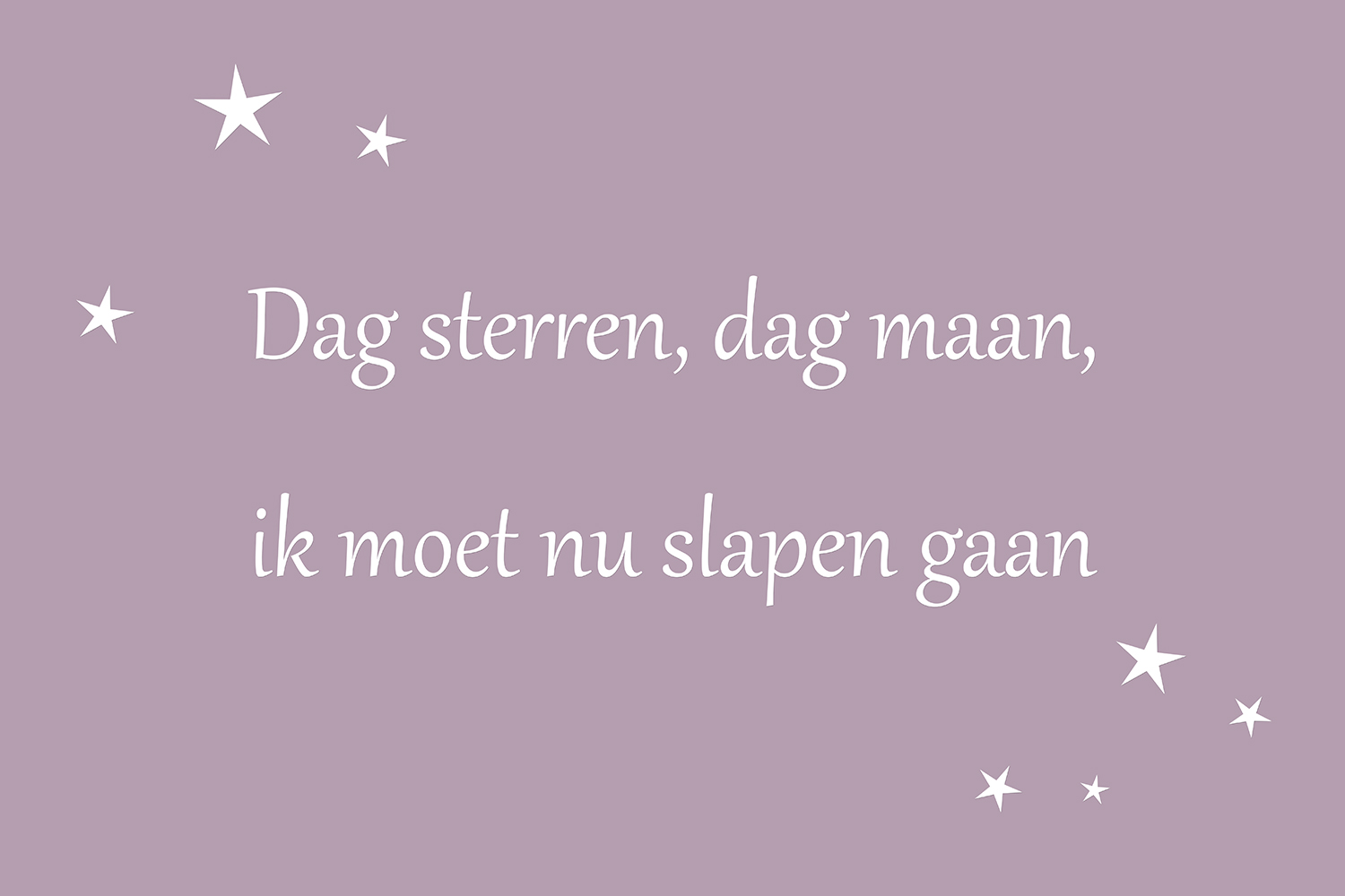 Dag sterren, dag maan op canvas paars