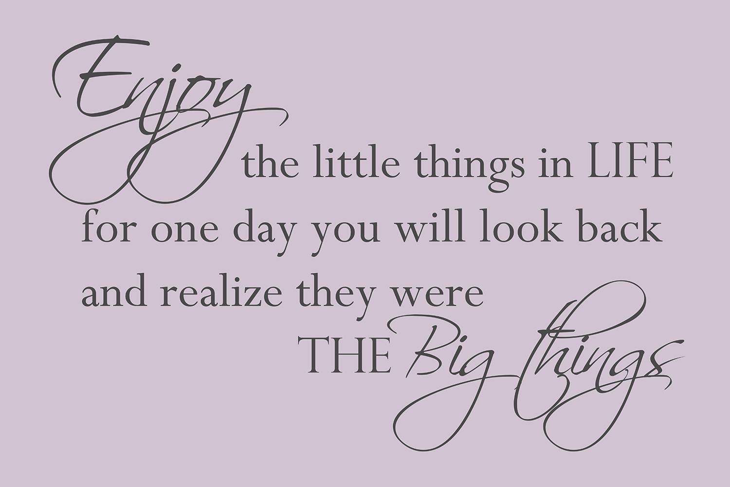 Enjoy the little things op canvas paars