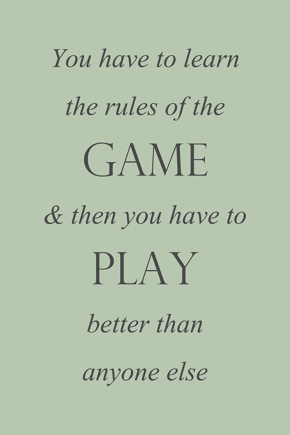 Rules of the game op canvas groen