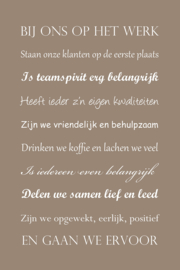 Bij ons op het werk op canvas