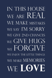 Tekst op canvas nachtblauw