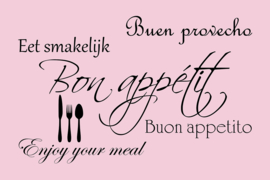 Bon appétit op canvas roze