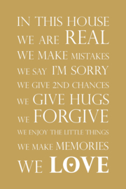 Tekst op canvas okergeel