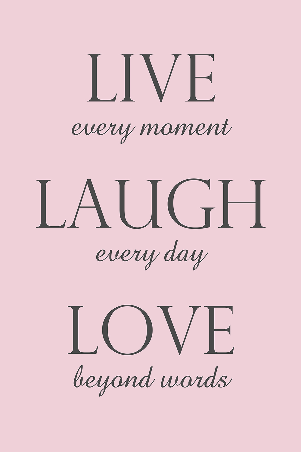 Live laugh love op canvas roze