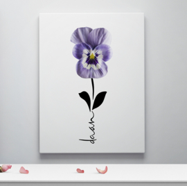 Geboortebloem februari op canvas