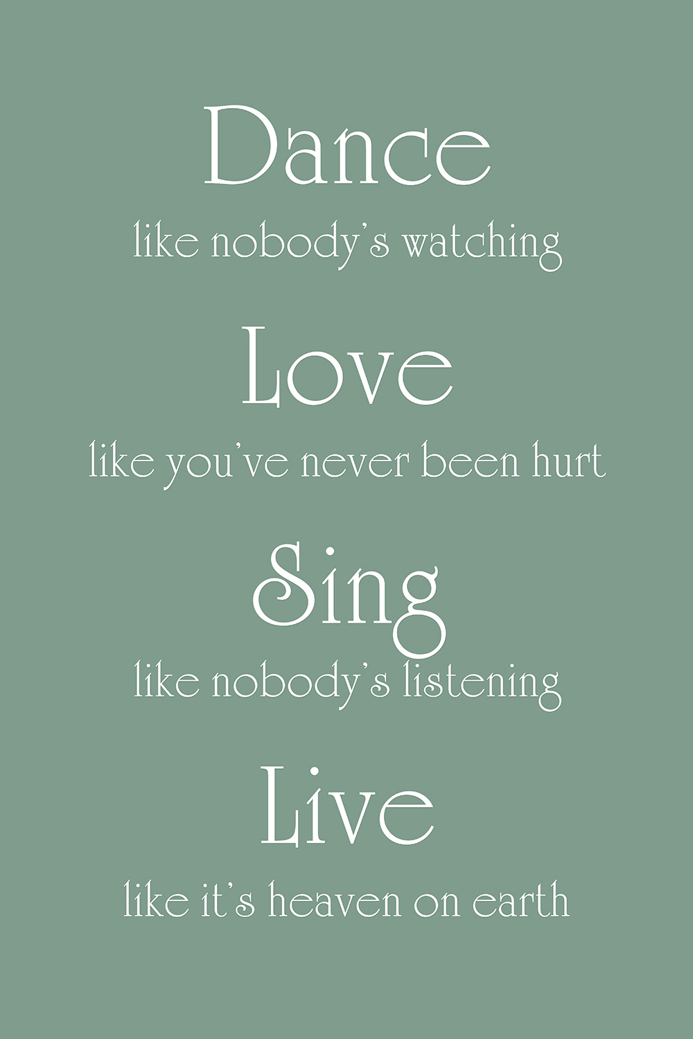Dance Love Sing Live op canvas groen