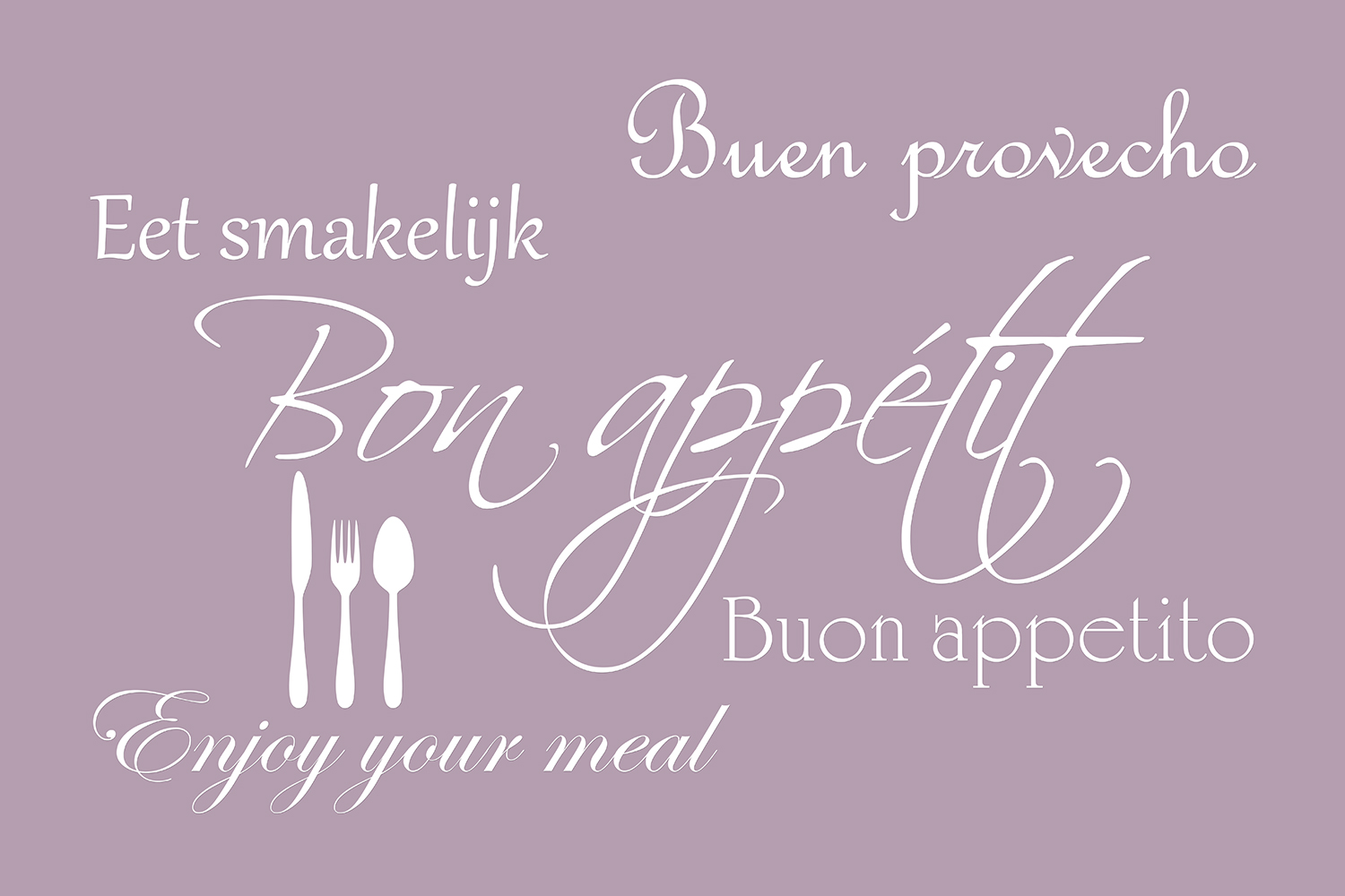 Bon appétit op canvas paars