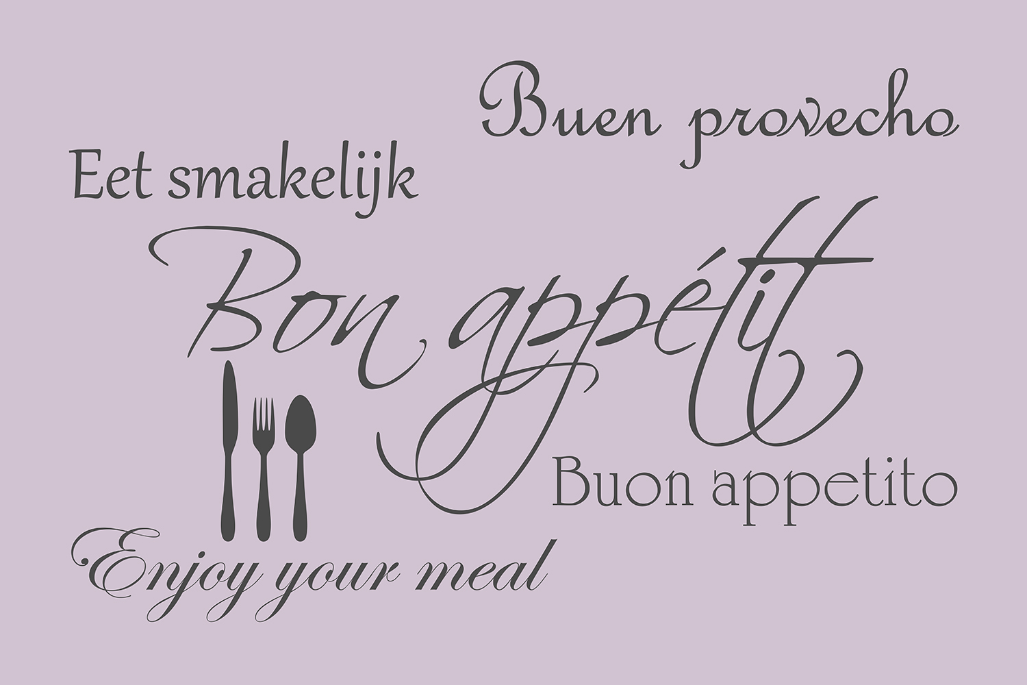 Bon appétit op canvas paars