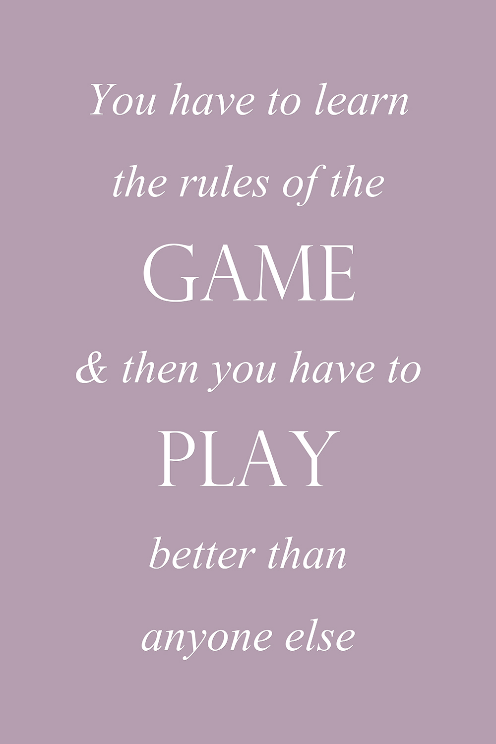 Rules of the game op canvas paars