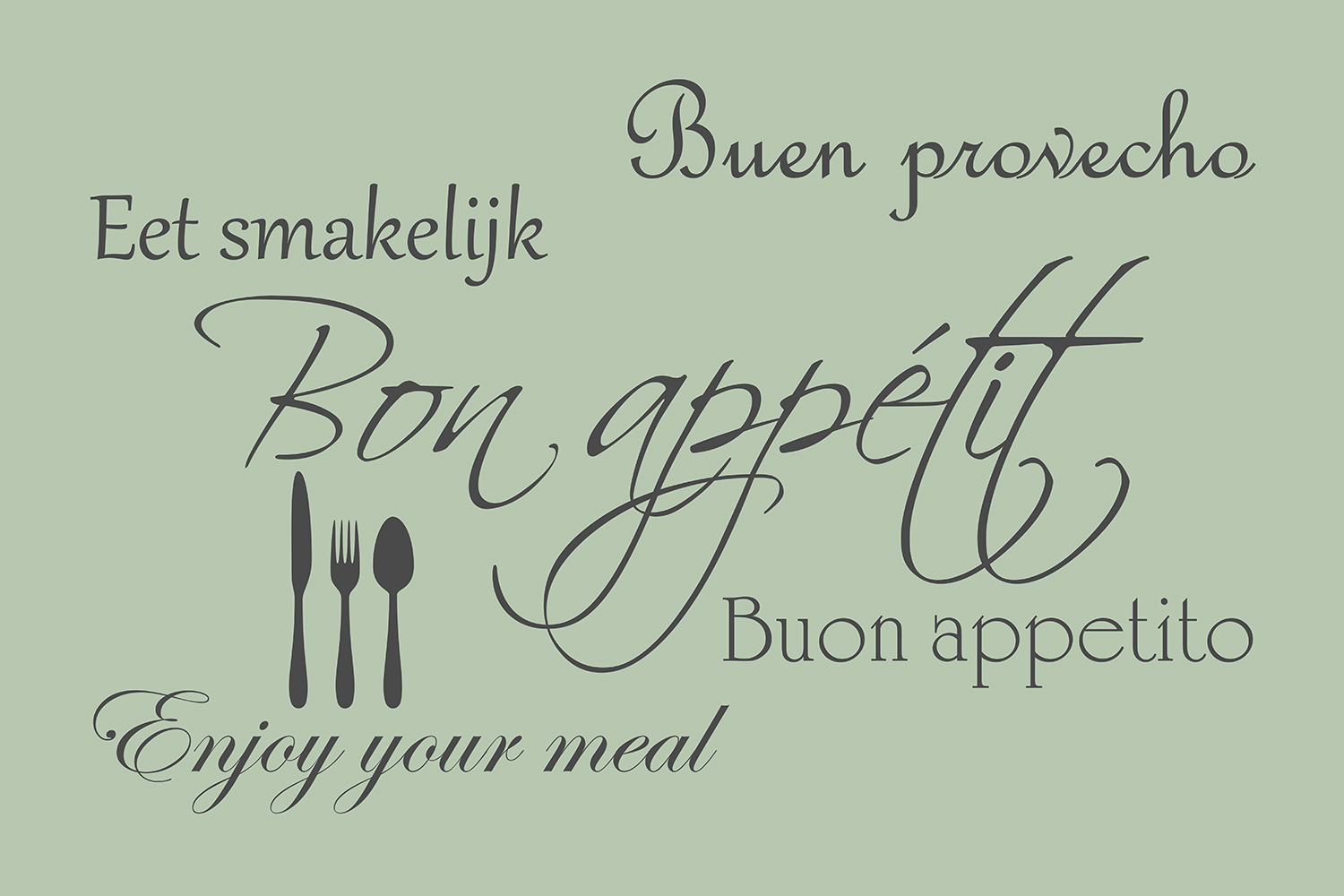 Bon appétit op canvas groen