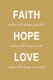 Tekst op canvas okergeel