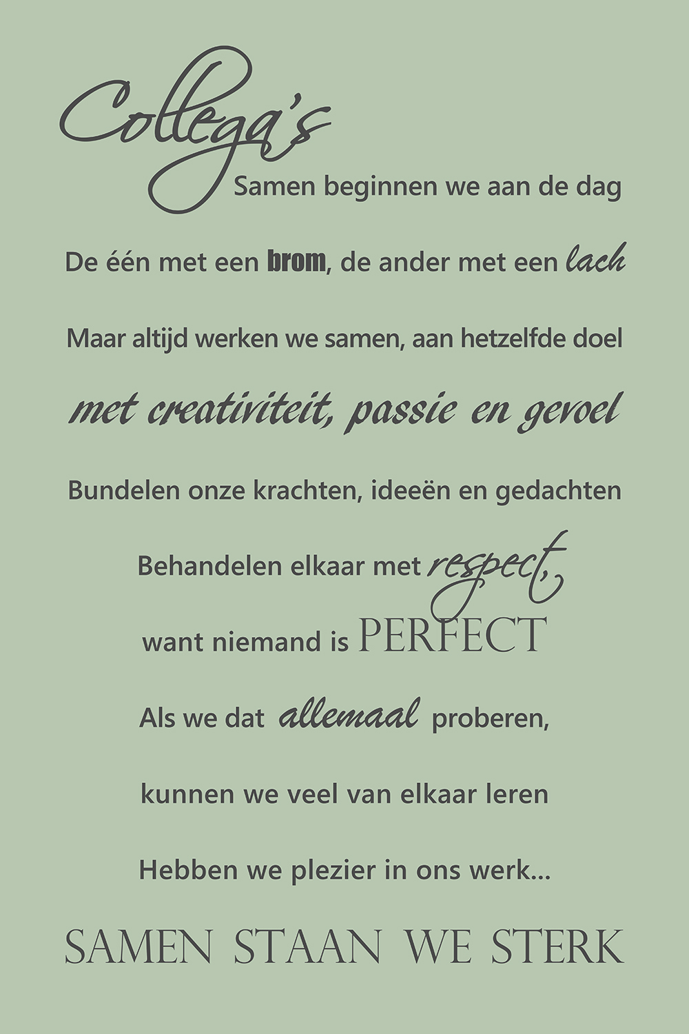 Collega's op canvas groen