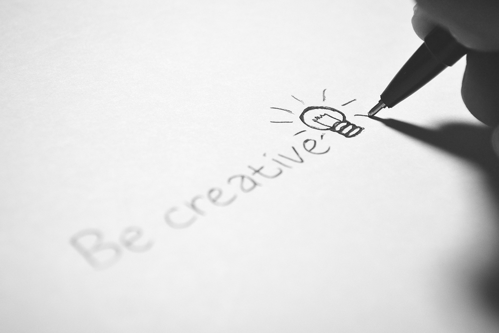 Tekst be creatieve (wees creatief, bedenk een eigen tekst, vrij van auteursrecht)