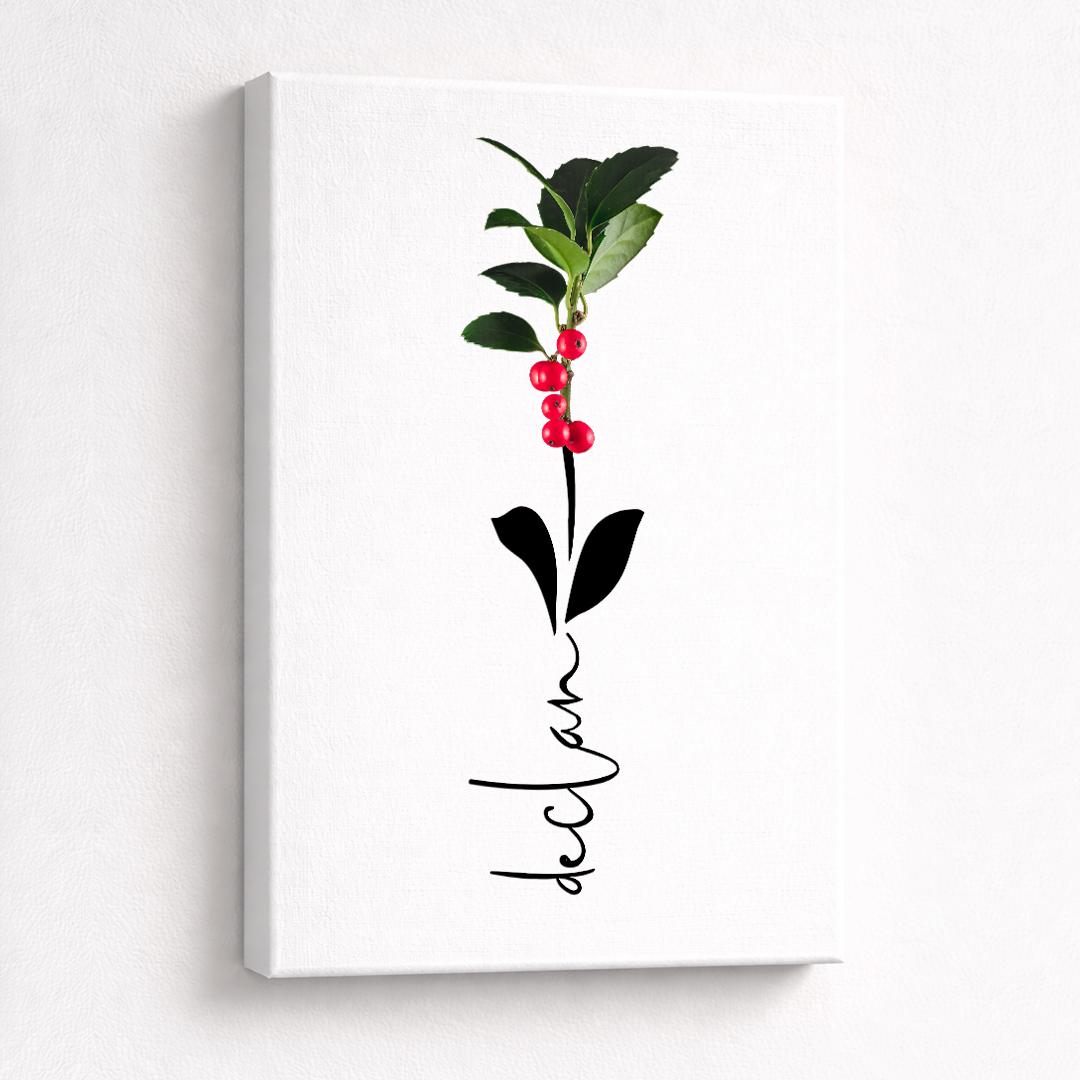 Naam op canvas &ndash; Geboortebloem december