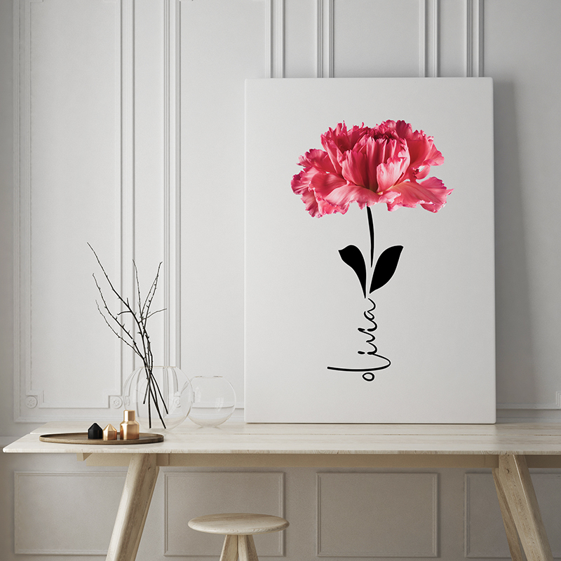 Geboortebloemen op canvas