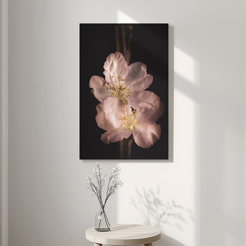 Kersenbloesem op canvas aan de muur