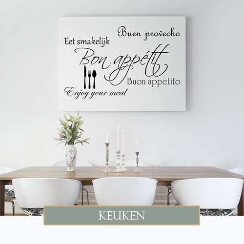 Tekst op canvas in de keuken met culinaire woorden