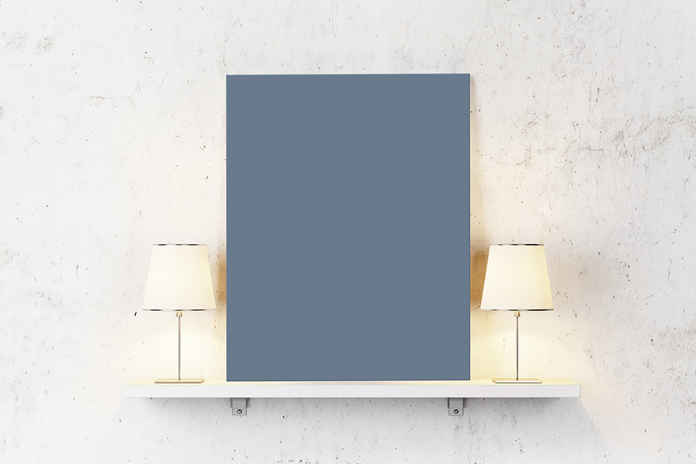 Mistblauw op canvas