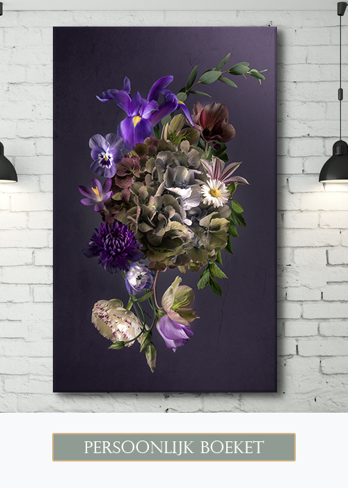 Persoonlijk bloemenboeket op canvas